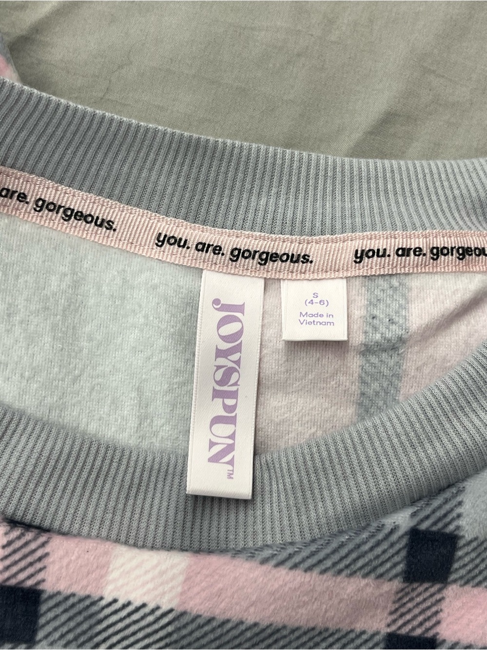 Joyspun Cozy Pink & Gray Plaid Long-Sleeve Pajama Set Women’s Size Small NWT - Picture 4 of 5
